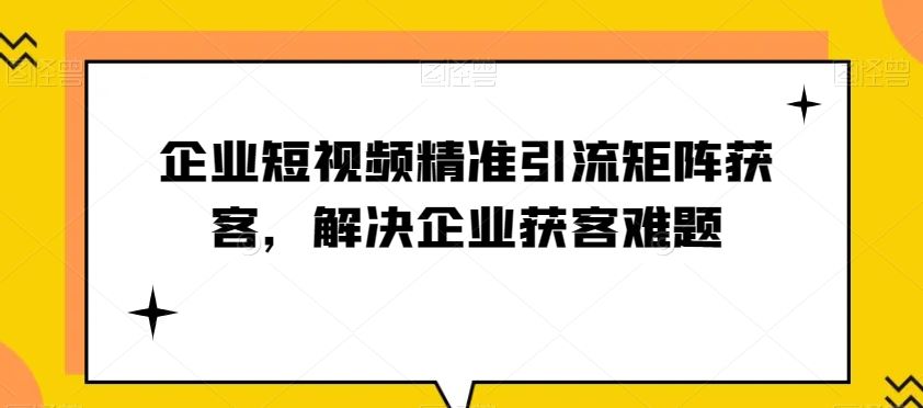 企业短视频精准引流矩阵获客，解决企业获客难题