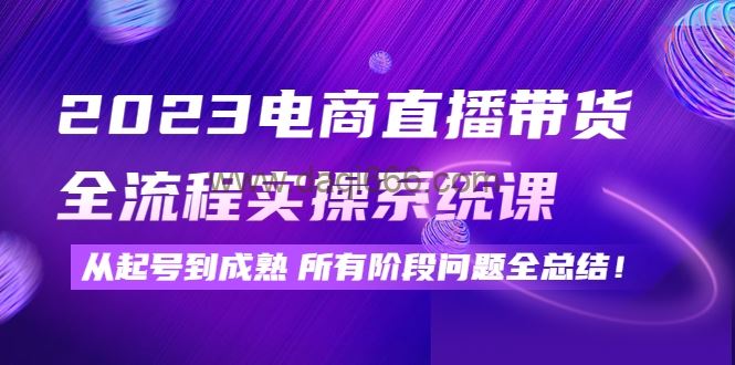 2023电商直播带货全流程实操系统课，从起号到成熟