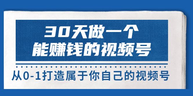 30天做一个能赚钱的视频号199