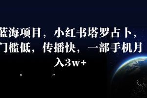 蓝海项目，小红书塔罗占卜，门槛低，传播快，一部手机月入3w+