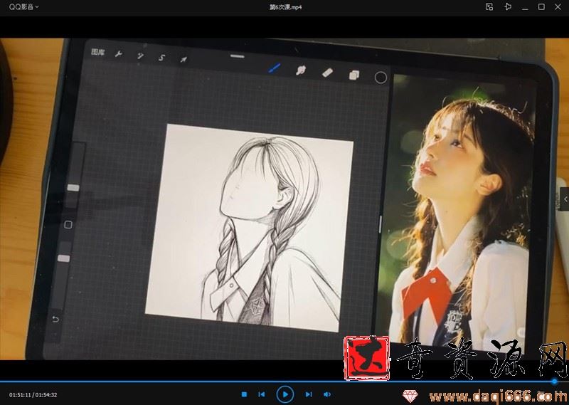 【雀斑儿-chn】2021年2月iPad插画少女头像线稿课【画质高清有素材】