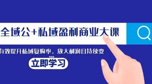 全域公+私域盈利商业大课,有效提升私域复购率,放大利润且持续变现