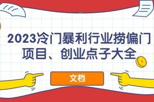 2023冷门暴利行业捞偏门项目、创业点子大全（文档）