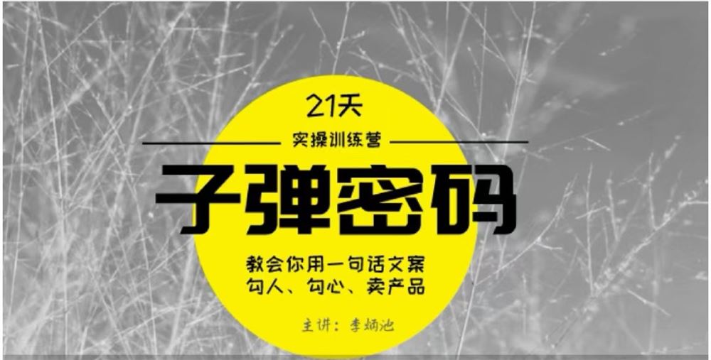 李炳池-21天《子弹秘密》训练营 21天学到顶尖文案大