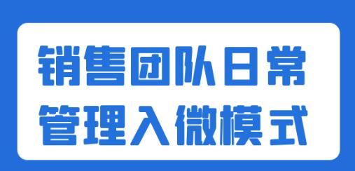 《销售团队日常管理入微模式》提升销售效率