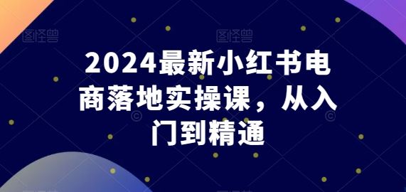 东哥电商2024最新小红书电商落地实操课，从入门到精通