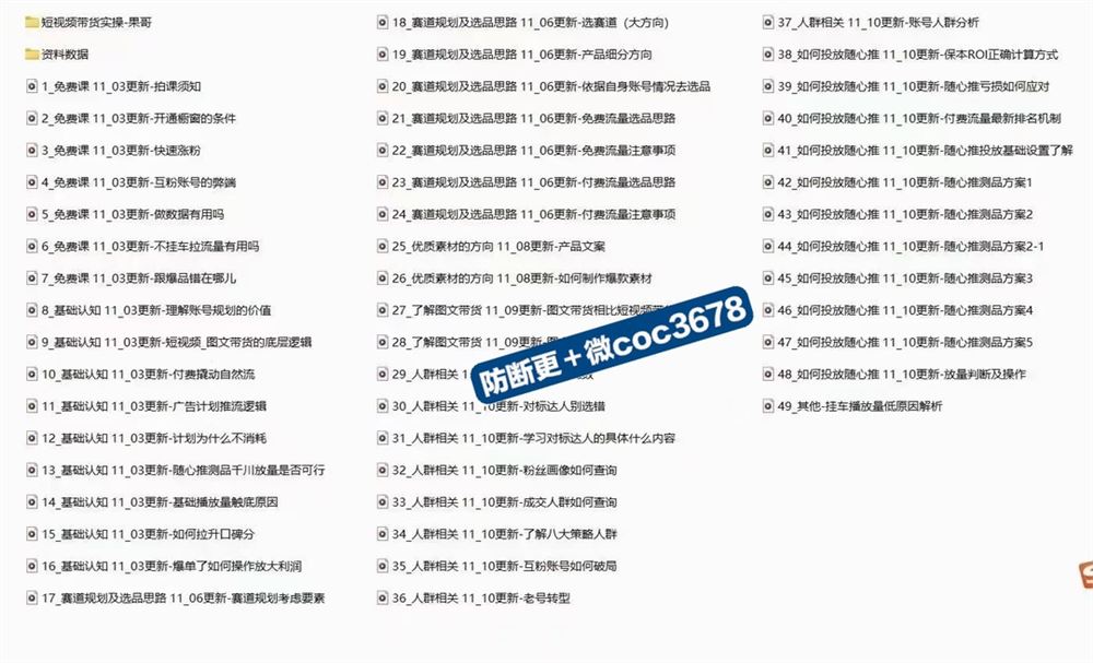 果哥·2024短视‮带频‬货实操课​赛道规划/选品方法/‮流投‬测品/放量玩法/流量规划/‮摄拍‬教学 限时39.9