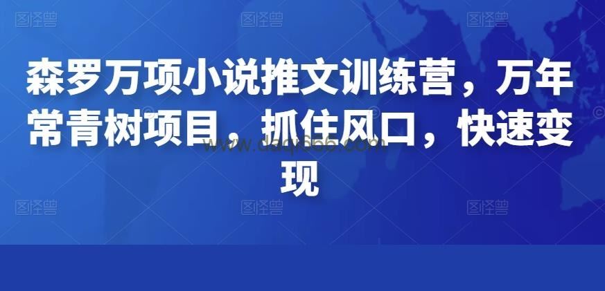 森罗万项小说推文训练营，万年常青树项目，抓住风口，快速变现