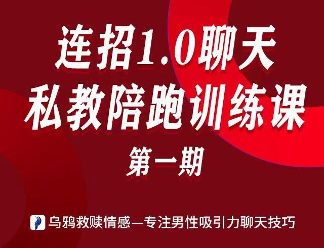 【重磅发布】乌鸦救赎《连招1.0聊天私教陪跑训练营》