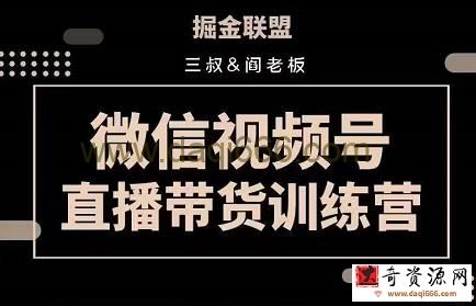 掘金联盟三叔/阎老板-视频号直播带货训练营，7月新课价值3980