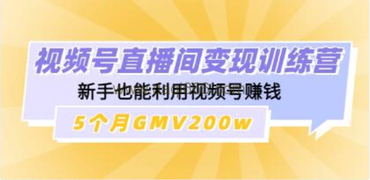 《视频号直播间变现训练营》新手也能利用视频号赚钱，5个月GMV200w