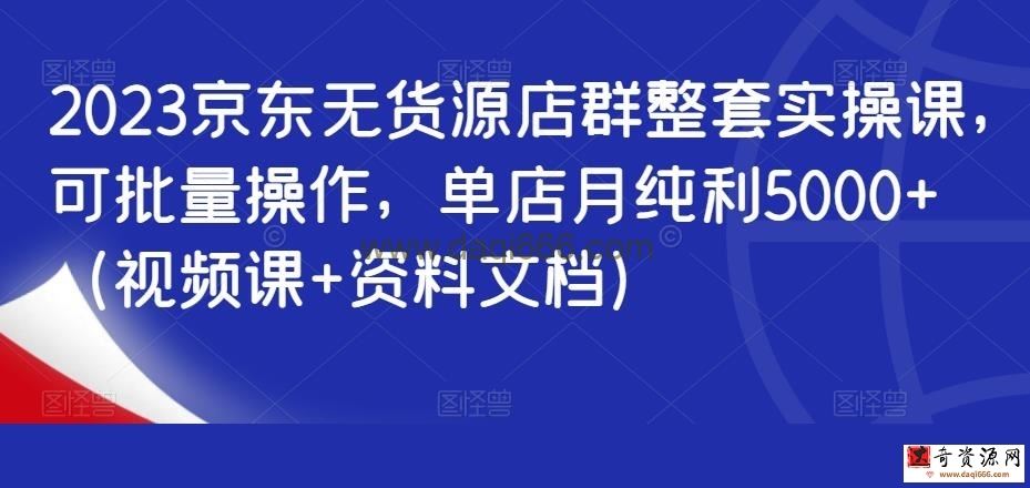 2023京东无货源店群整套实操课，可批量操作，单店月纯利5000+（视频课+资料文档）