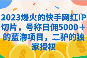 2023爆火的快手网红IP切片，号称日佣5000＋的蓝海项目，二驴的独家授权