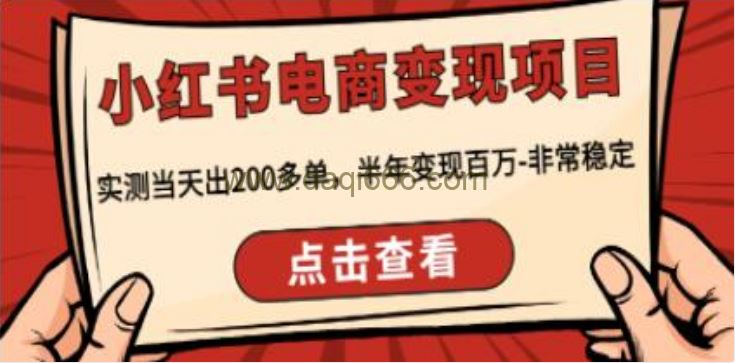 《小红书电商变现项目》实测当天出200多单，非常稳定