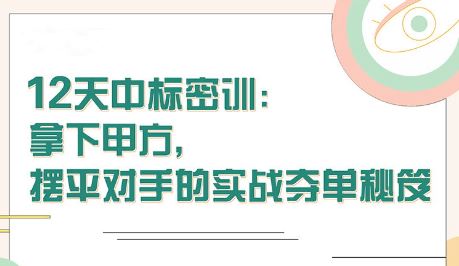 【张金洋】12天中标密训—拿下大单，摆平对手的实战夺单秘笈