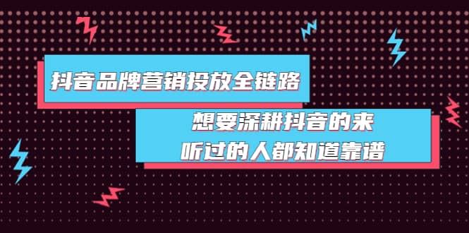 【短视频抖店蓝海暴利区】 【085 抖音品牌投放全链路】