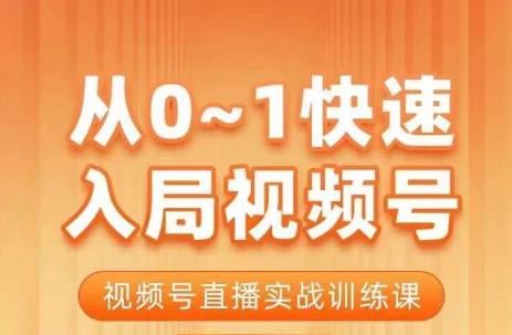 陈厂长·从0-1快速入局视频号课程，视频号直播实战训练课