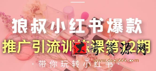 狼叔小红书爆款推广引流训练课第12期，手把手带你玩转小红书