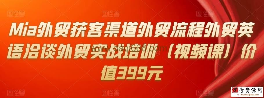 Mia外贸获客渠道外贸流程外贸英语洽谈外贸实战培训（视频课）价值399元