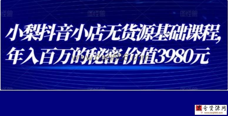 小梨《抖音小店无货源基础课程》年入百万的秘密