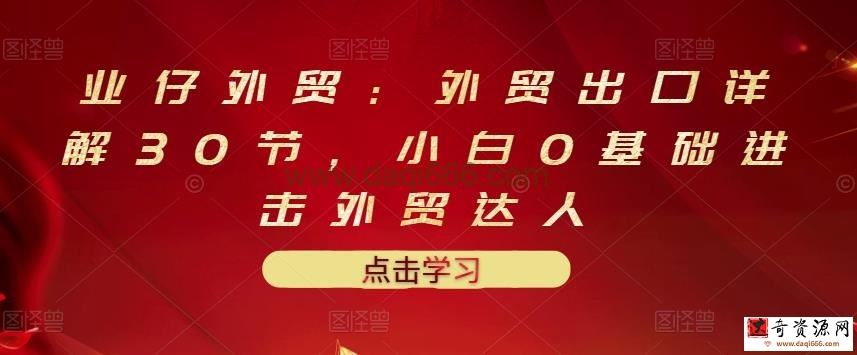 业仔外贸：外贸出口详解30节，小白0基础进击外贸达人 价值666元