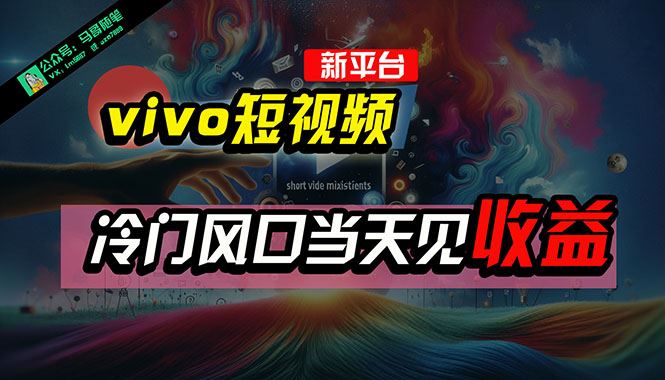 全新平台vivo短视频，新风口AI混剪无脑搬运，冷门风