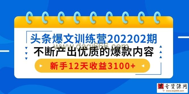 头条爆文训练营202202期